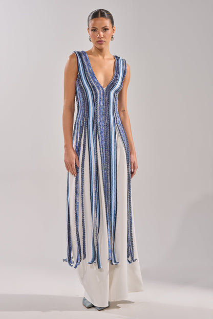 Blue woven rope top