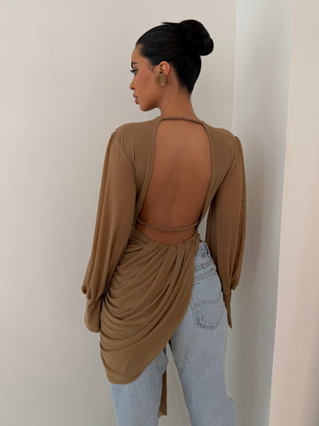 The Brown Wrap Top