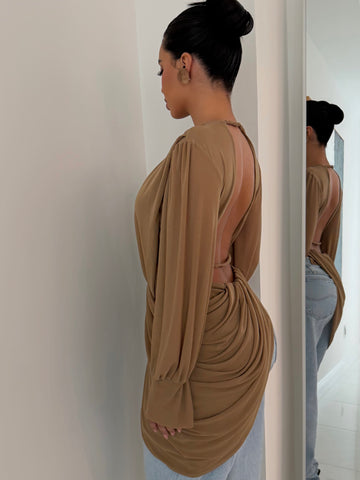 The Brown Wrap Top