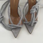 Thick rope woven pointed high heels
