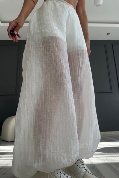 Sheer Balloon Trousers with White Lining
