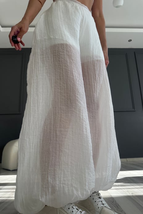 Sheer Balloon Trousers with White Lining