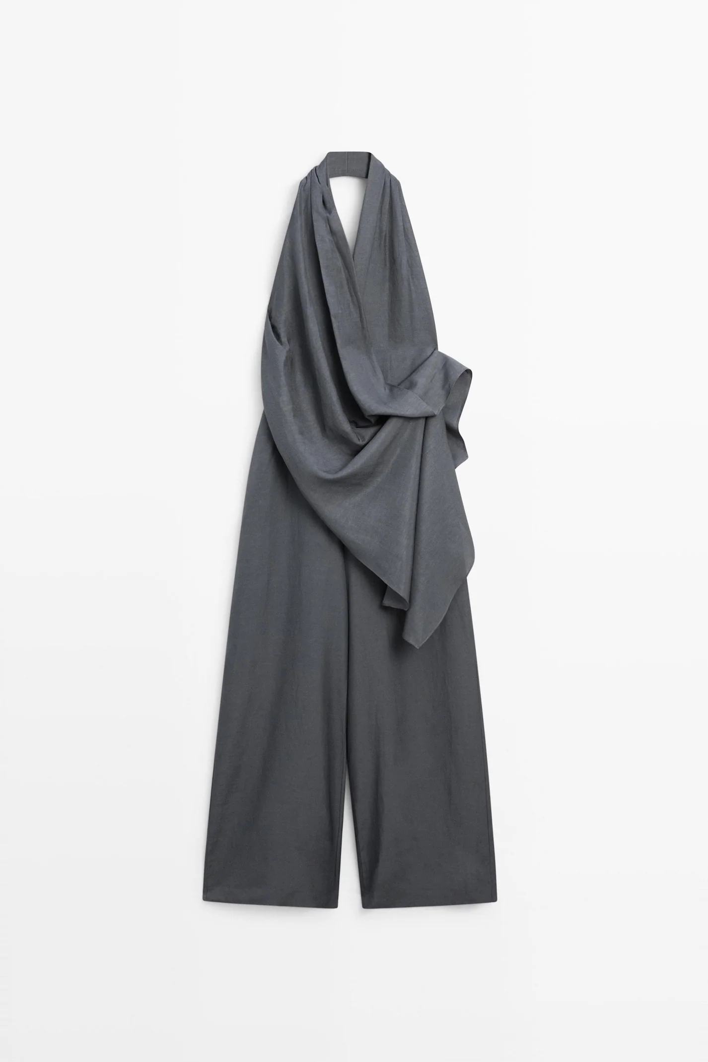 Asymmetric draped jumpsuit