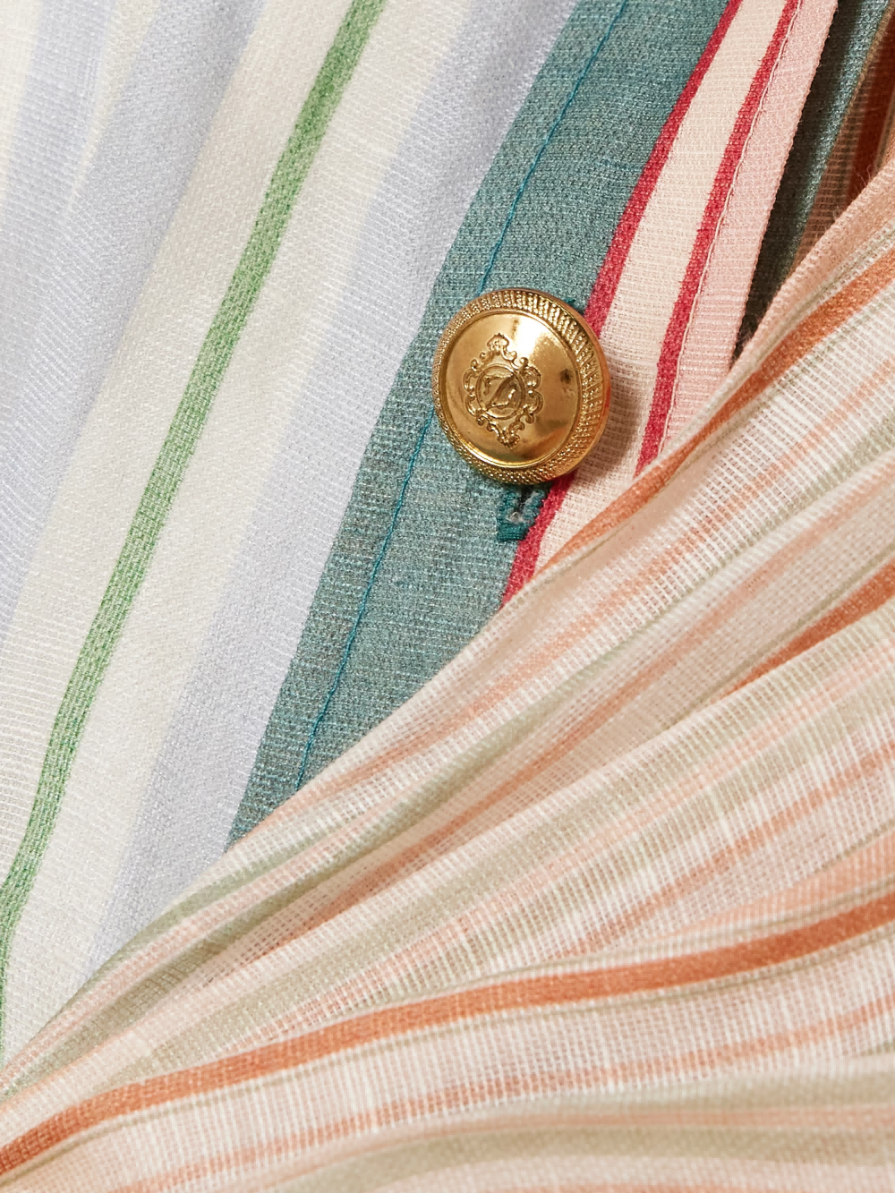 Rebellion patchwork striped linen and silk-blend voile mini wrap dress