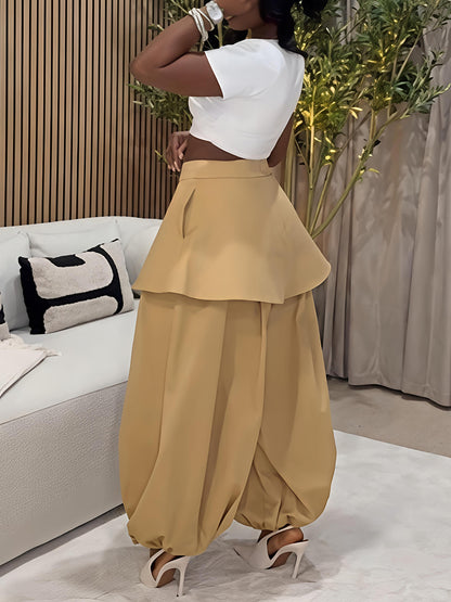 Skirt-style Draped Balloon Legs Pants