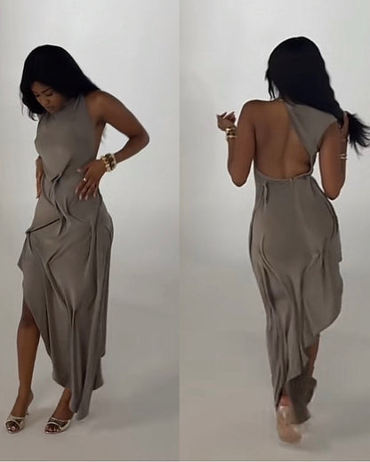 Gathered Asymm Oyster Dres