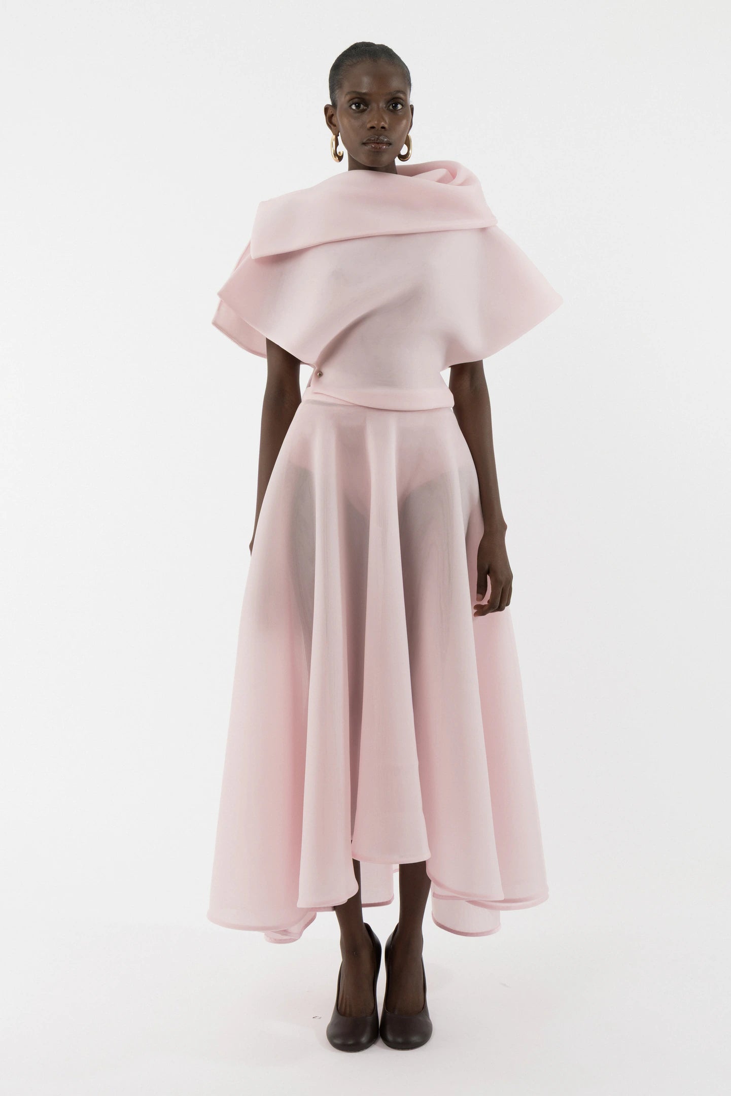 Asymmetric neckline deconstructed top