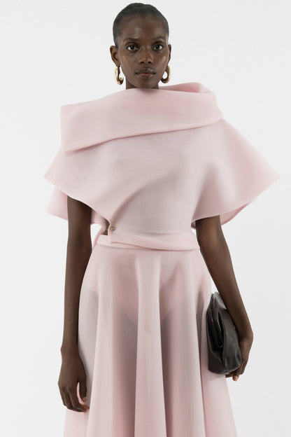 Asymmetric neckline deconstructed top