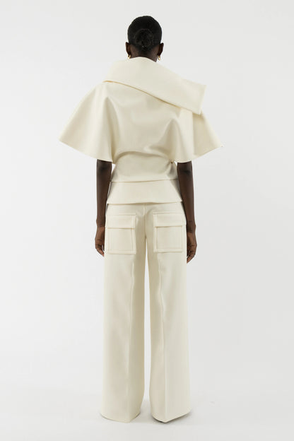 Asymmetric neckline deconstructed top