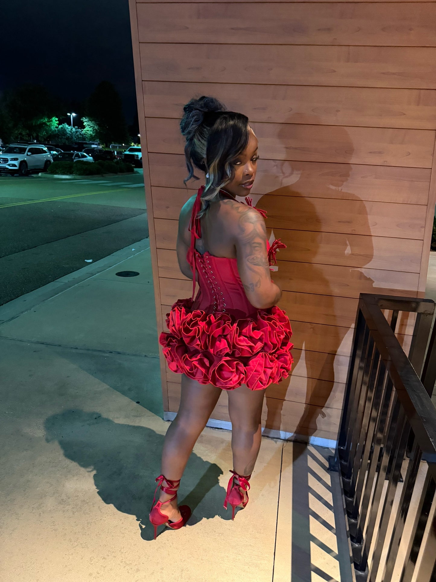 Halter-Neck Ruffled Mini Dress