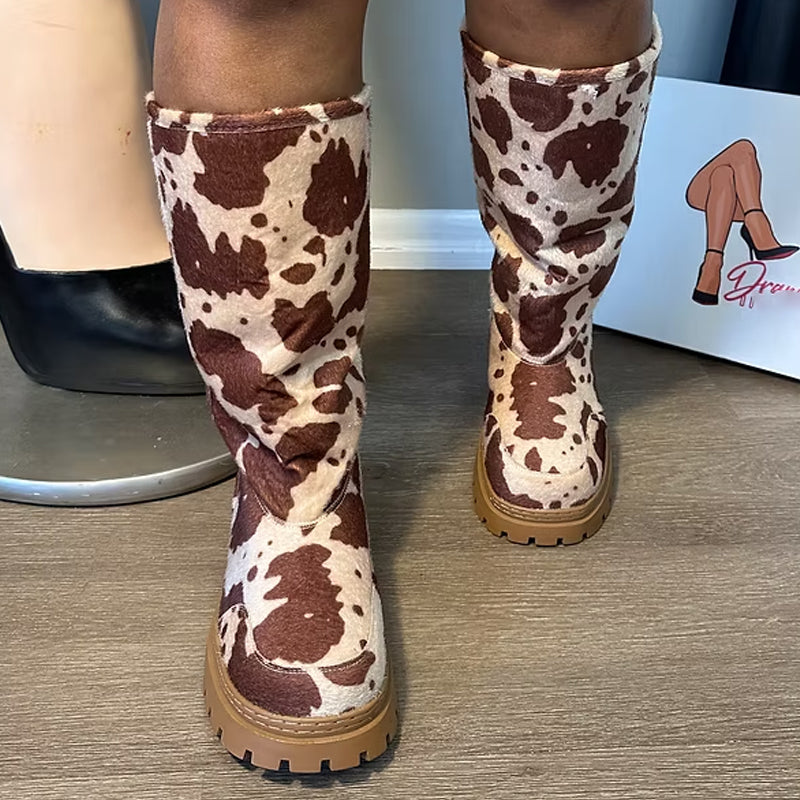 Lightly Furred Thick-soled Boots Snow Boots
