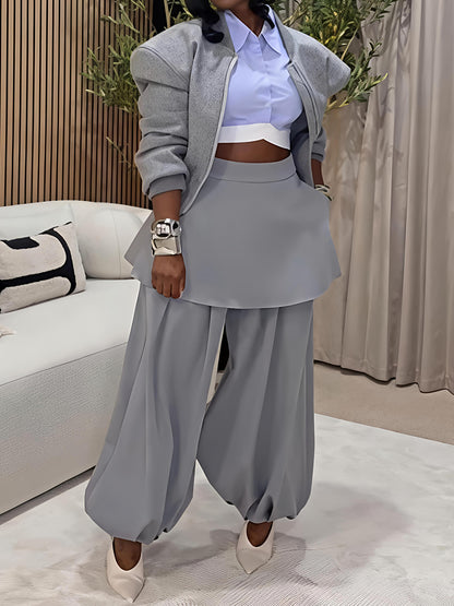 Skirt-style Draped Balloon Legs Pants