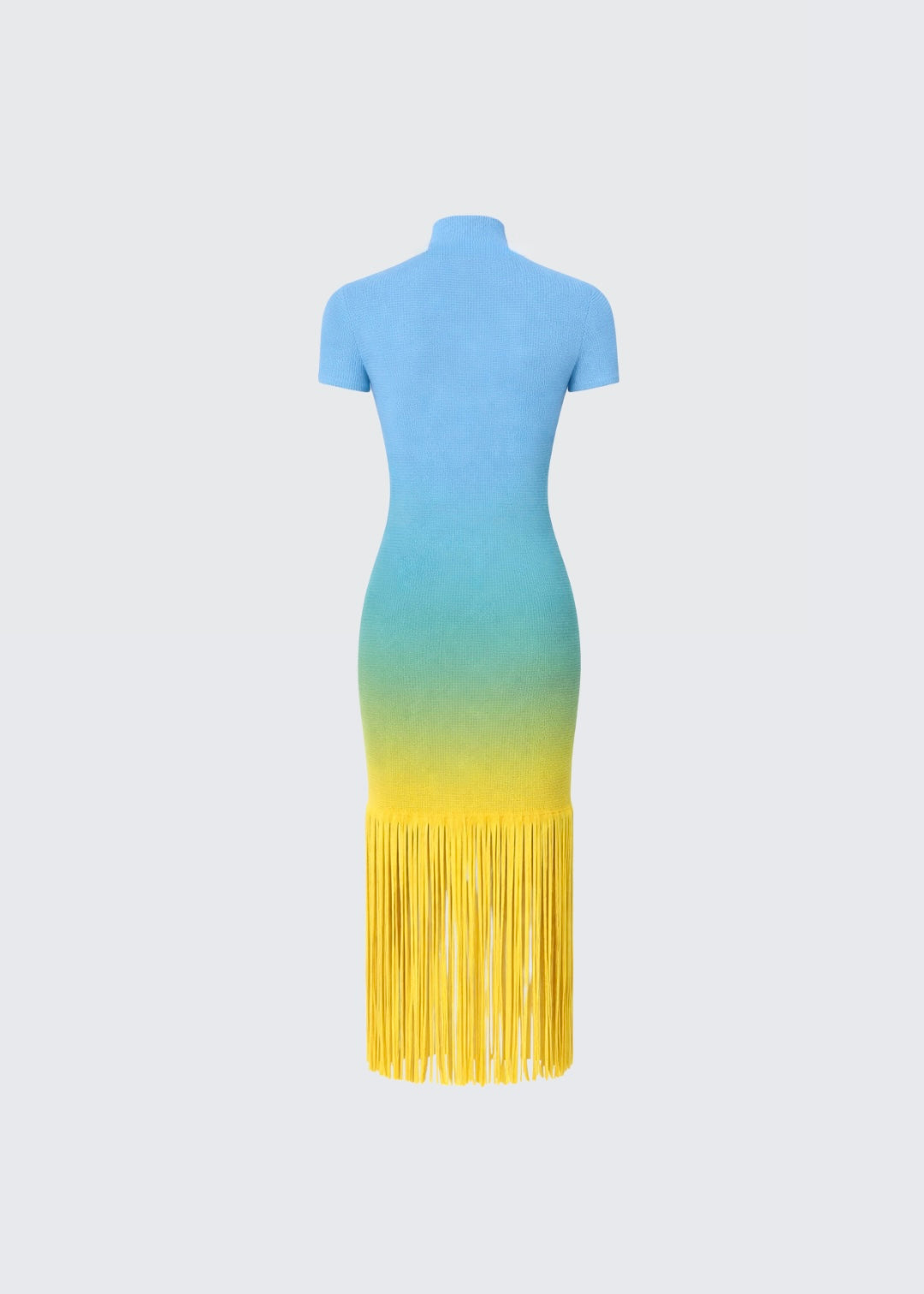 Ombré-effect stretch maxi skirt with fringe detail