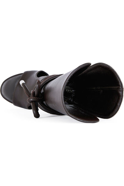Wrap-around wedge-heeled sandal-boots