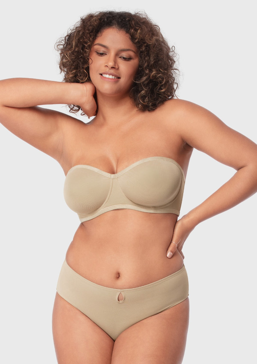 Sheer mesh unlined underwire strapless bra