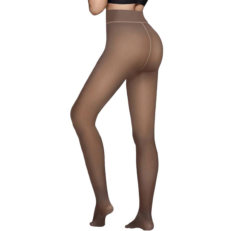 Large size faux see-through fleece leggings for outerwear