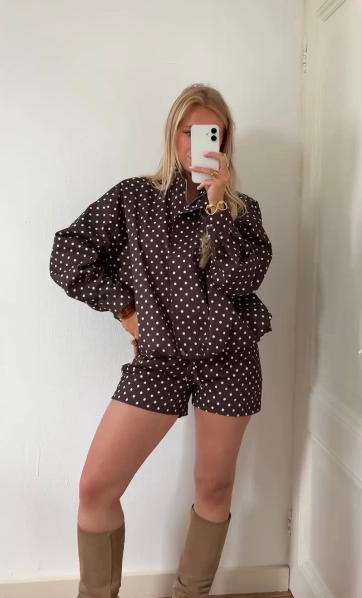 Polka-Dot Jacket & Shorts Set