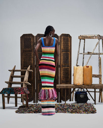 Colorful Knitted Fringe Dress