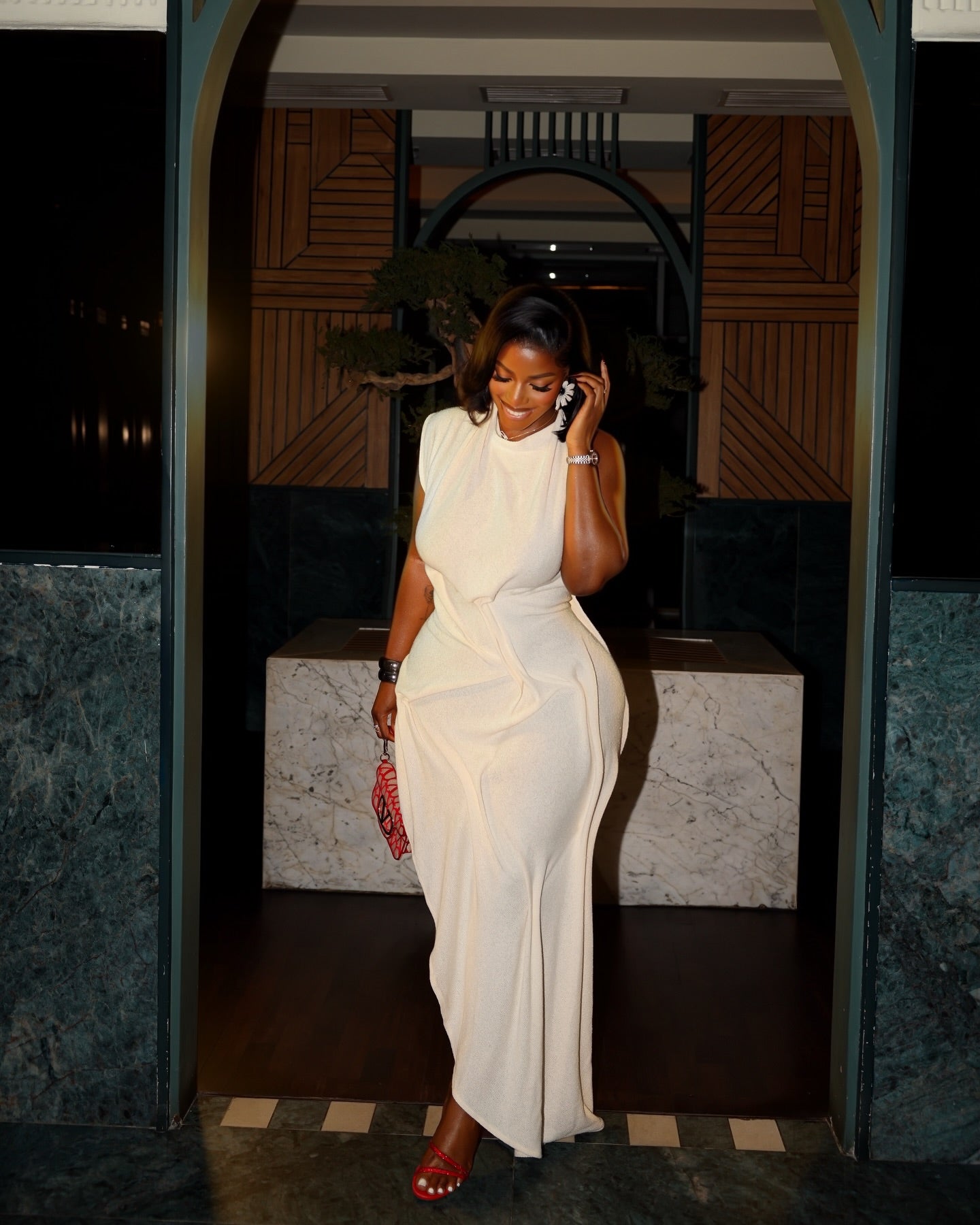 Gathered Asymm Oyster Dres