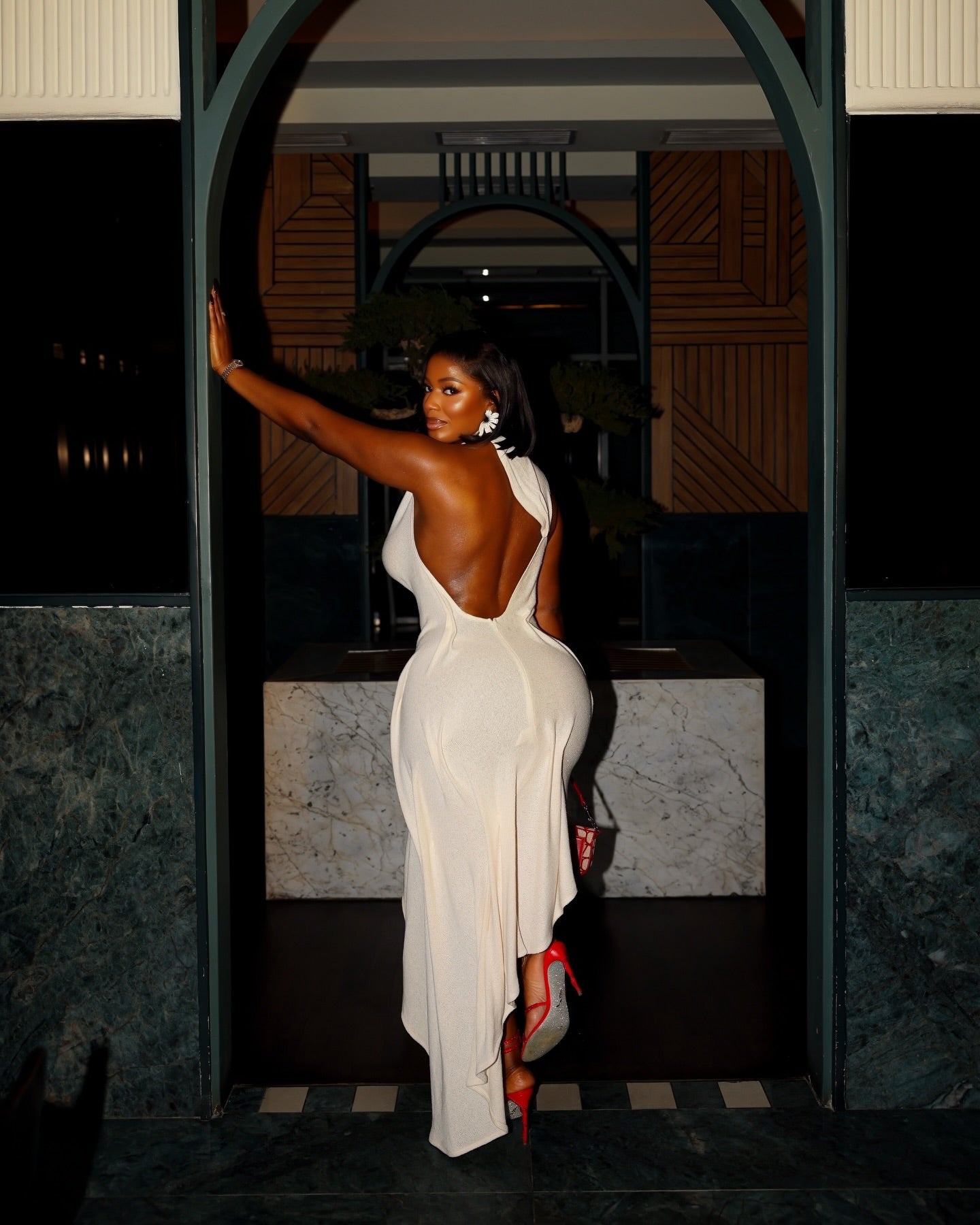 Gathered Asymm Oyster Dres