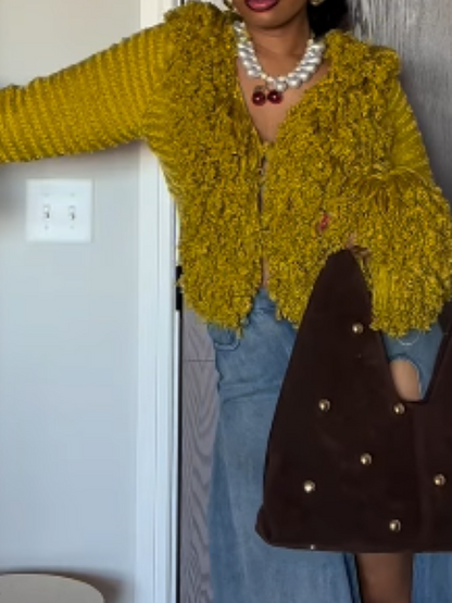 Fringed Knit Coat