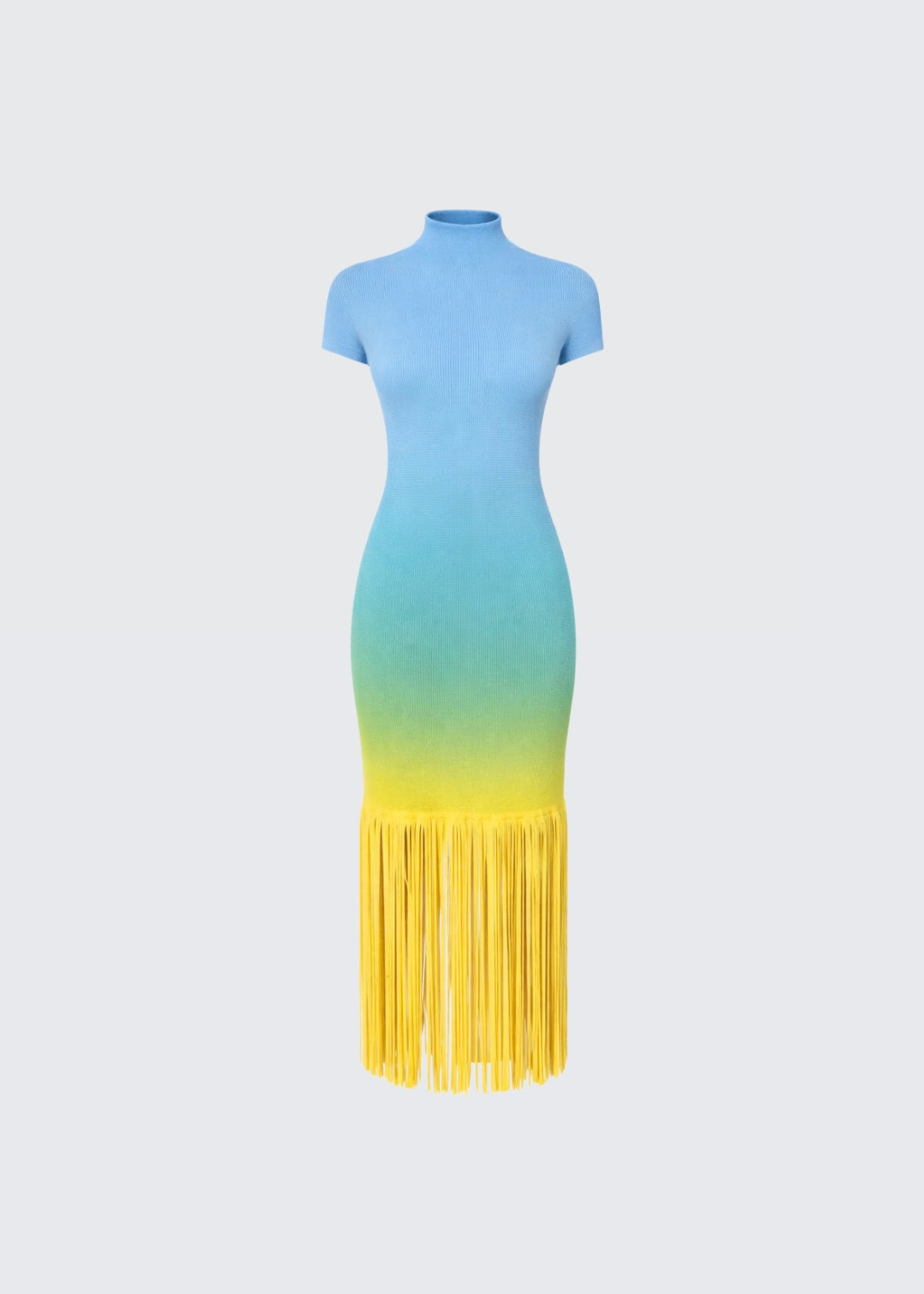 Ombré-effect stretch maxi skirt with fringe detail
