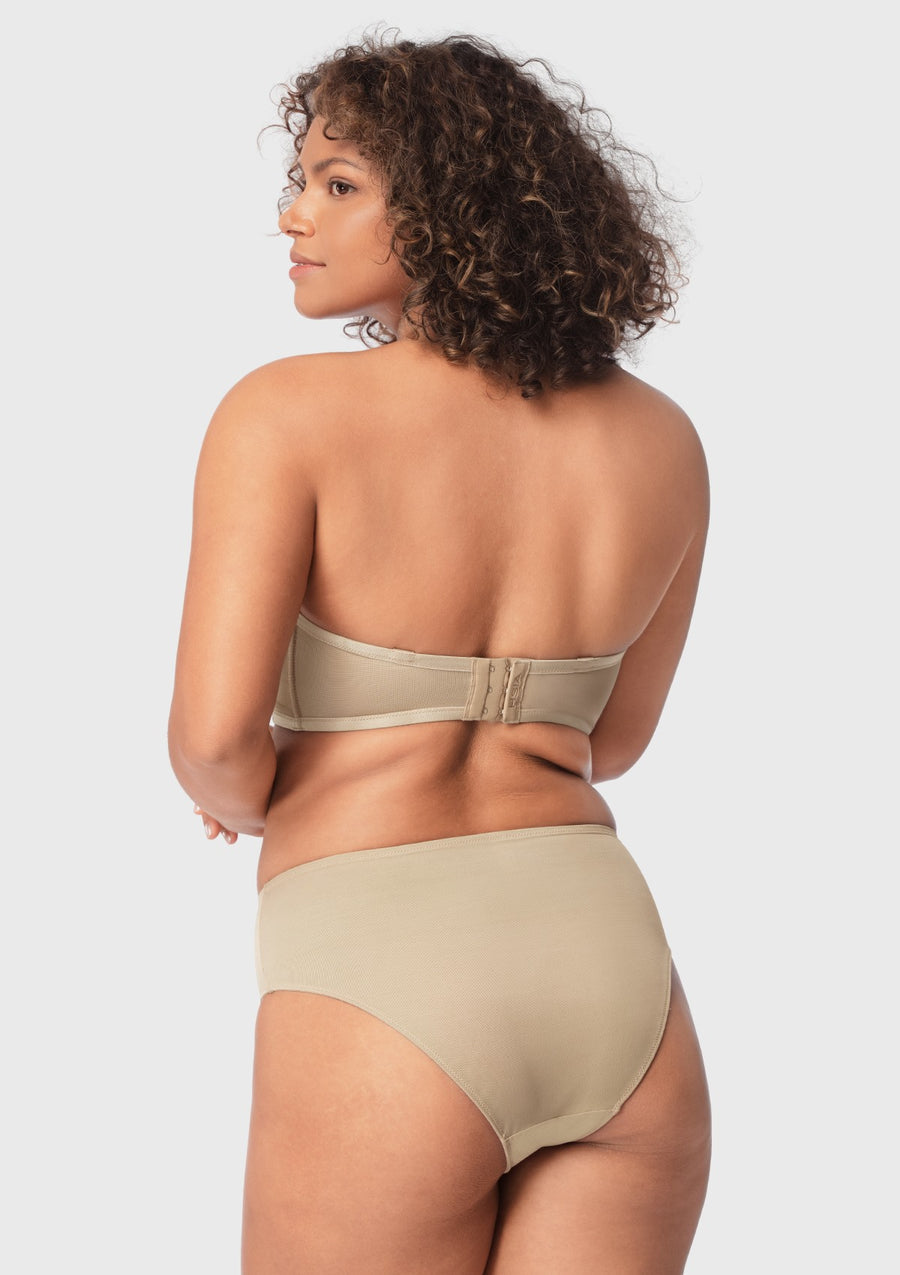 Sheer mesh unlined underwire strapless bra