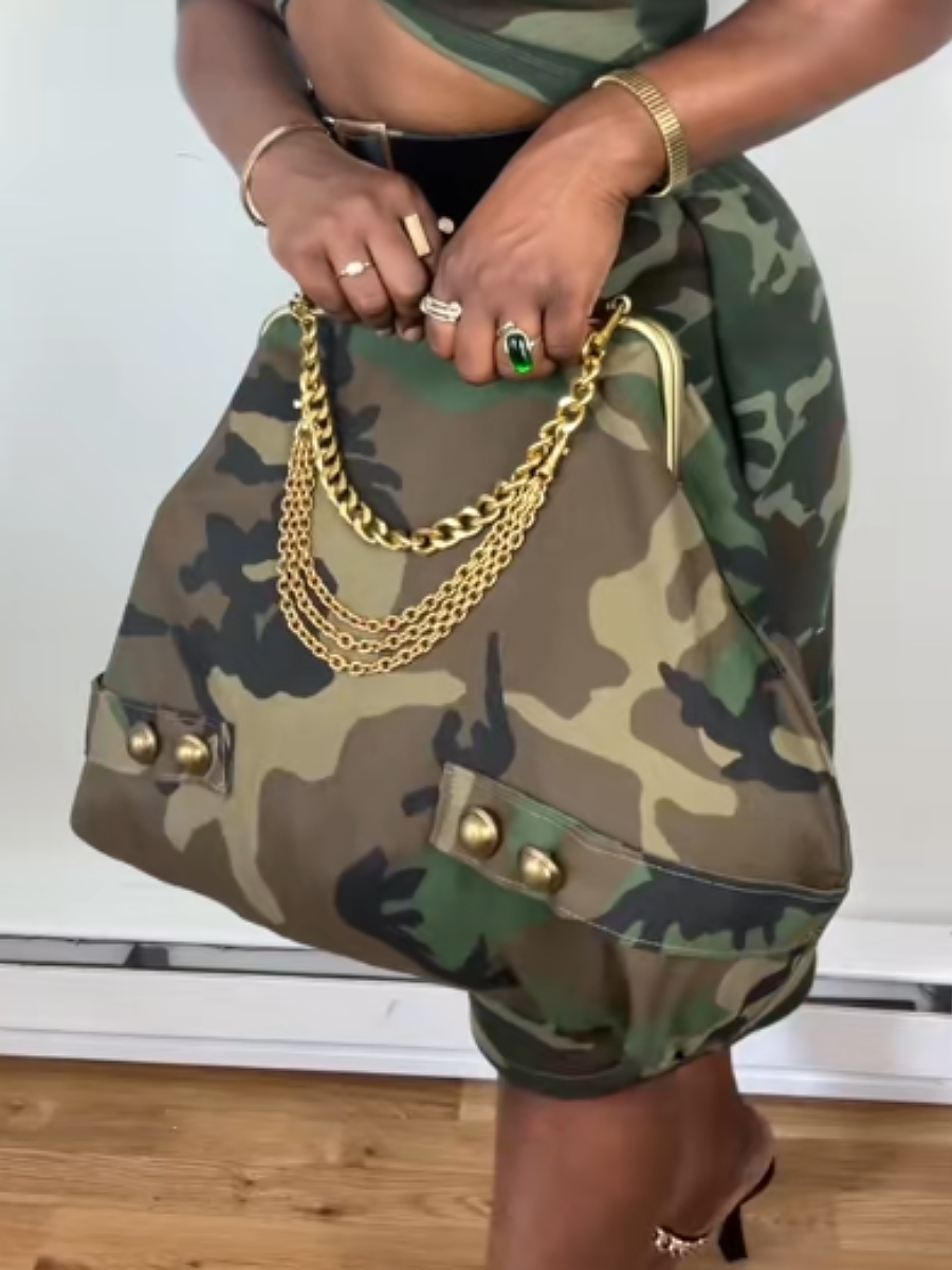 Camouflage Kiss Lock Clutch
