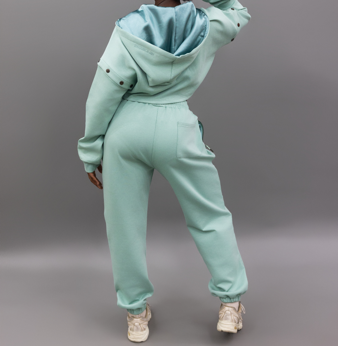 Detachable Lightweight Cropped Zipper Shirt + Sweatpants Set