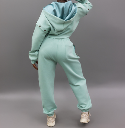 Detachable Lightweight Cropped Zipper Shirt + Sweatpants Set