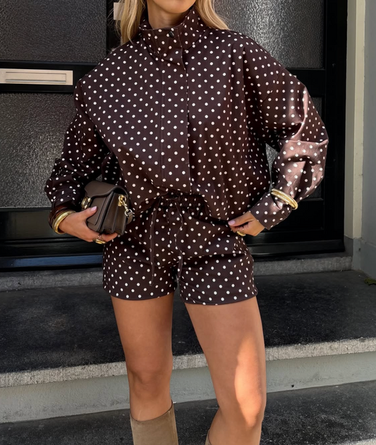 Polka-Dot Jacket & Shorts Set