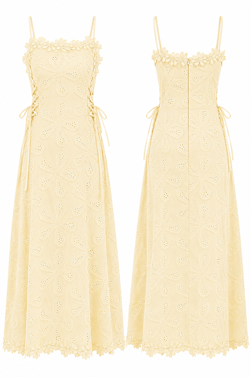 Embroidered lace camisole maxi dress