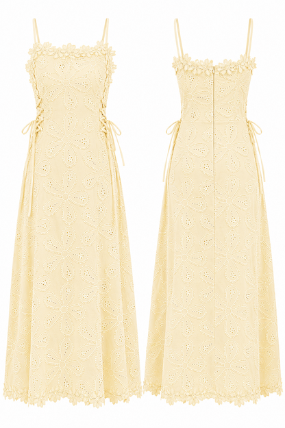 Embroidered lace camisole maxi dress