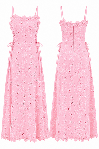 Embroidered lace camisole maxi dress