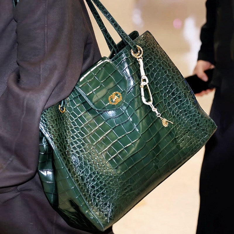 Crocodile-print tote bag