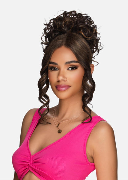 LBPB-VIOLET, Bang & Bun, Quick and Easy Lace, Ponytail Bun and Lace Bangs
