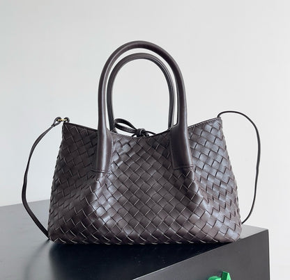 Woven double-sided shoulder tote bag