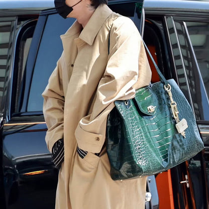 Crocodile-print tote bag