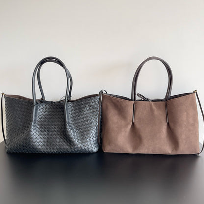 Woven double-sided shoulder tote bag