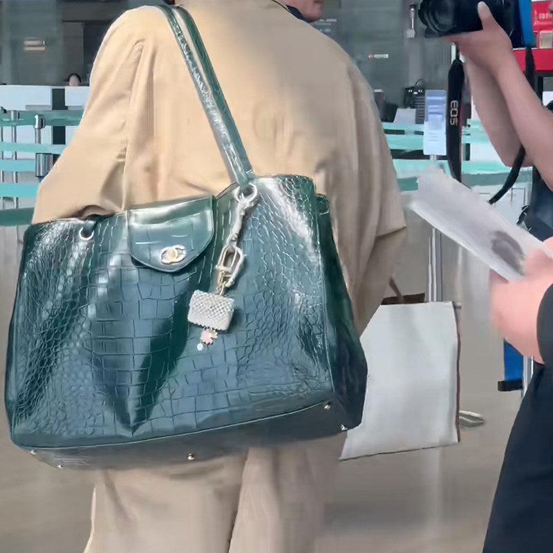 Crocodile-print tote bag