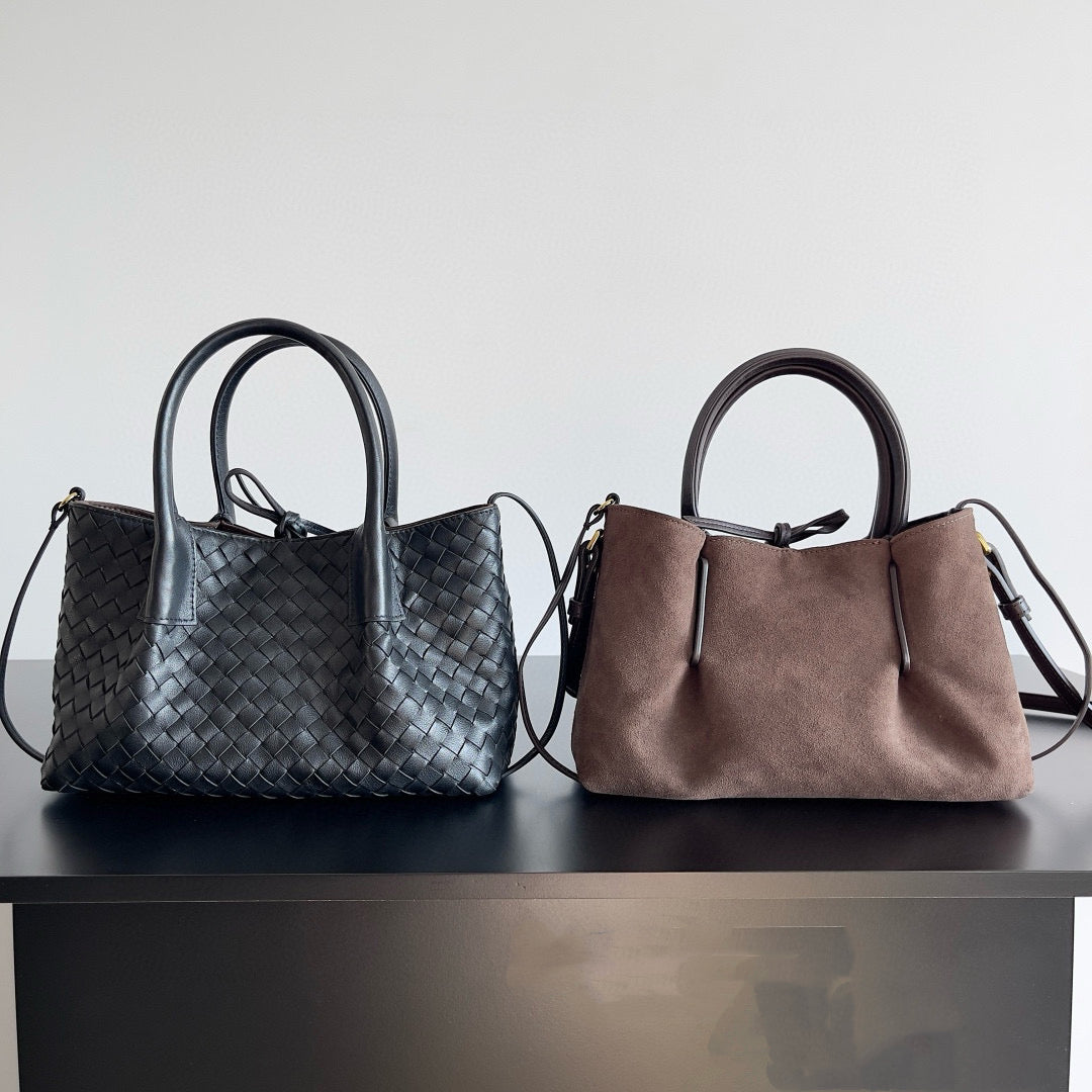 Woven double-sided shoulder tote bag