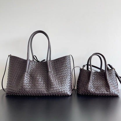 Woven double-sided shoulder tote bag