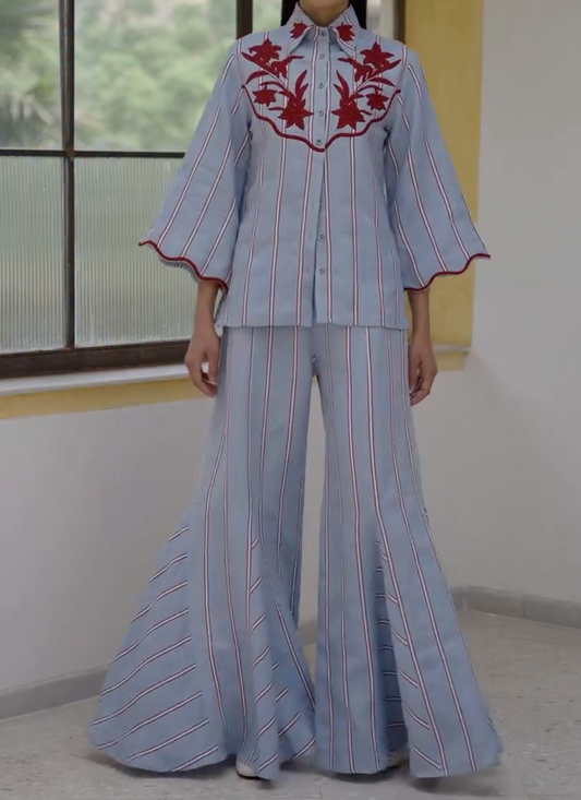 Hand-Embroidered Linen Set