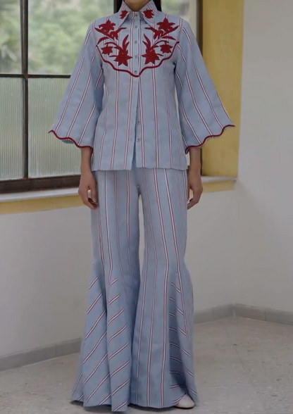 Hand-Embroidered Linen Set