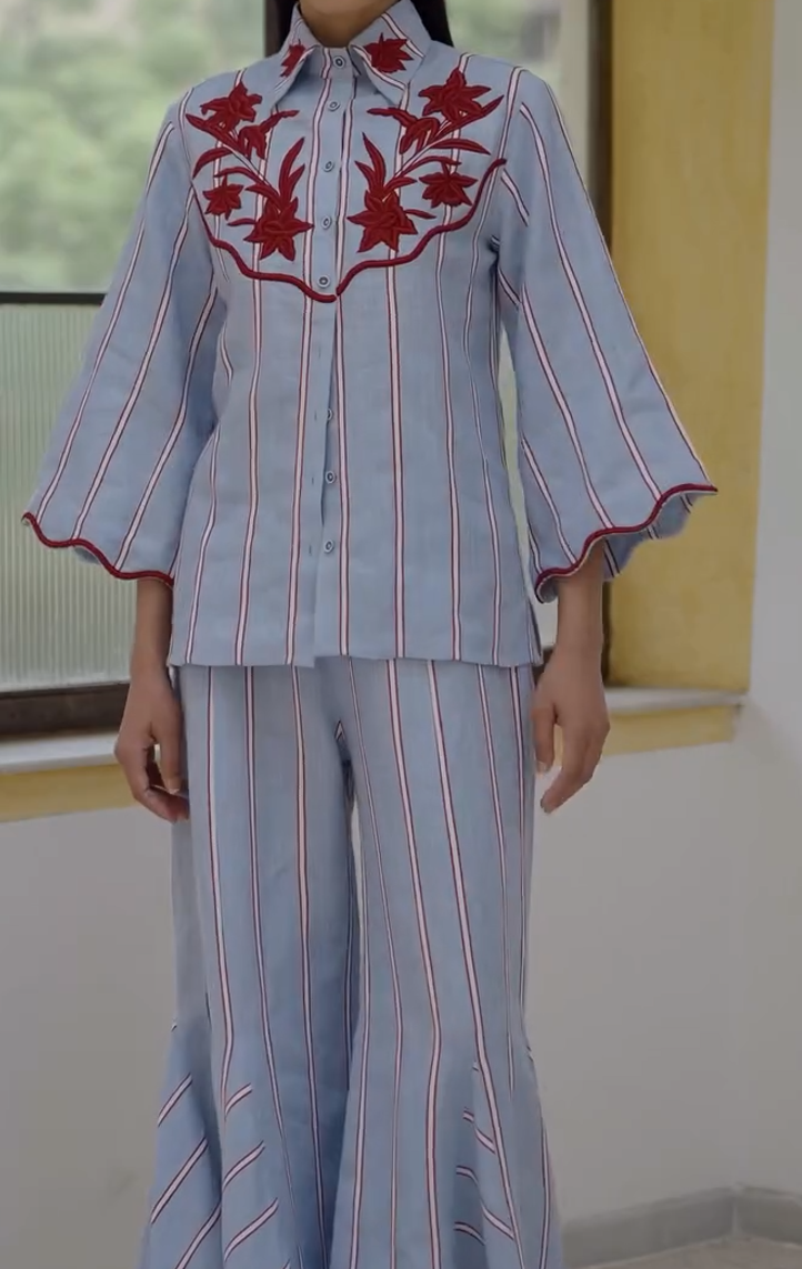 Hand-Embroidered Linen Set