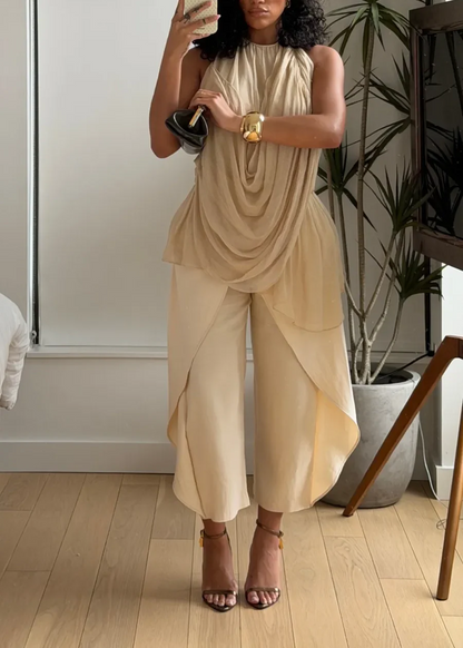 A-line top + asymmetrical pants set
