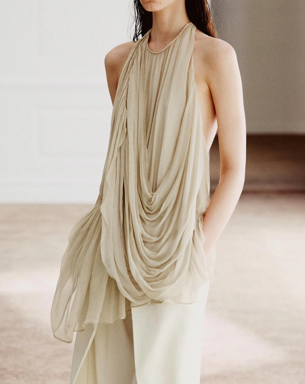 A-line top + asymmetrical pants set