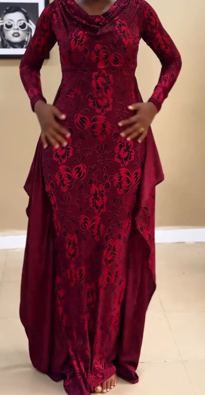 Red dress with a knotted neckline
