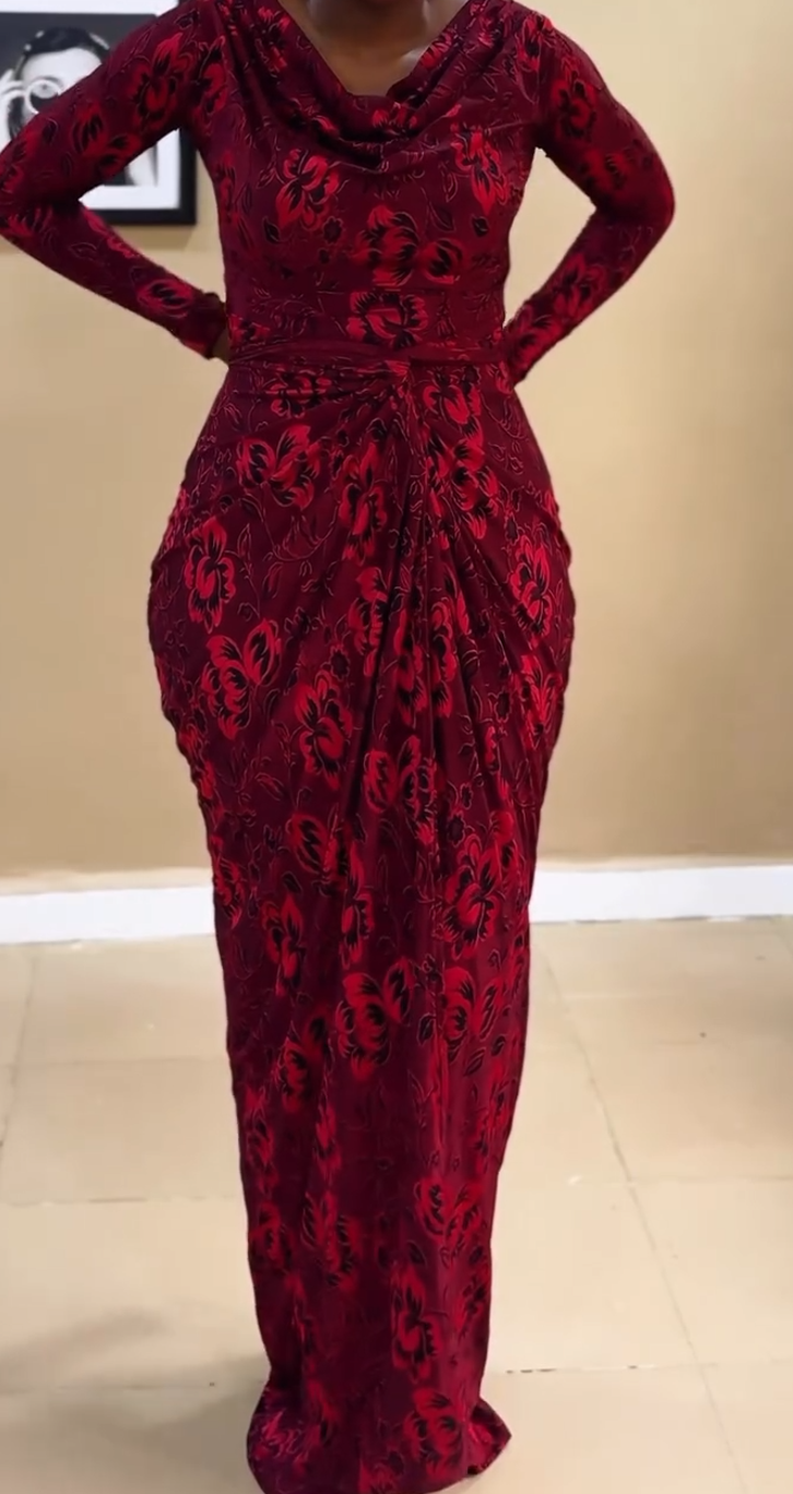 Red dress with a knotted neckline