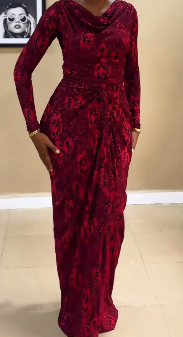 Red dress with a knotted neckline